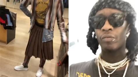 young thug wearing dress|young thug in a skirt.